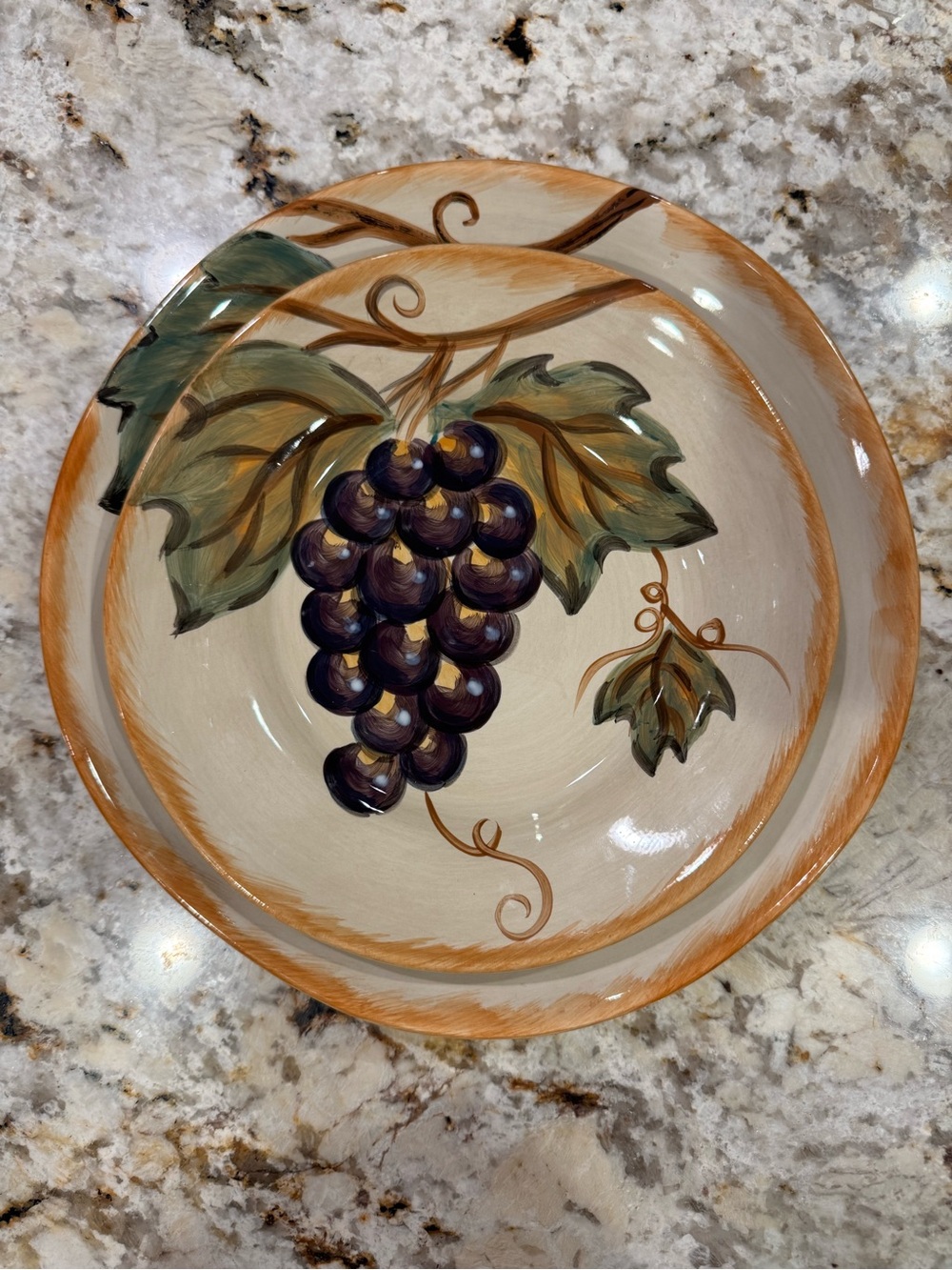 Tabletops Gallery Napa Hand-Painted Hand Crafted Ceramic Plate Set